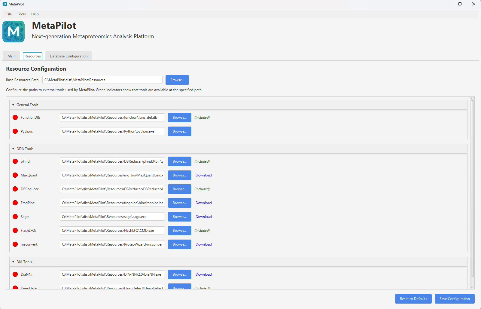 MetaPilot resources and reporting view